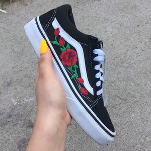 Used Rose Patch Vans